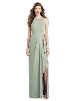 Style 6818 Dessy Green Size 12 Black Tie Medium Height Side slit Dress on Queenly