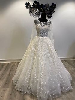 Style 1078 PL Custom White Size 4 Tall Height Sleeves Cotillion Lace Ball gown on Queenly