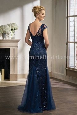 Style K198011 Jasmine Blue Size 18 Floor Length Plus Size Jewelled Tall Height Straight Dress on Queenly
