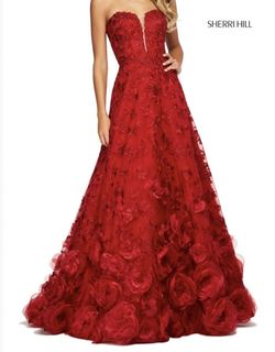 Sherri Hill Red Size 12 Medium Height Black Tie Ball gown on Queenly