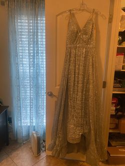 Jovani Silver Size 6 Ball gown on Queenly