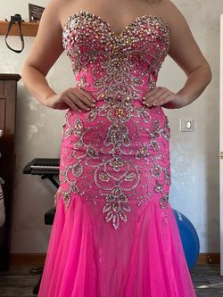 mac duggal Pink Size 10 Military Floor Length Mermaid Dress on Queenly