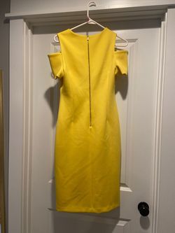 Calvin Klein Yellow Size 6 Midi Interview Cocktail Dress on Queenly