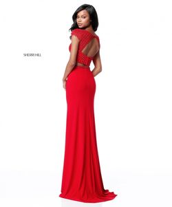 Style 51691 Sherri Hill Red Size 8 Tall Height Side slit Dress on Queenly