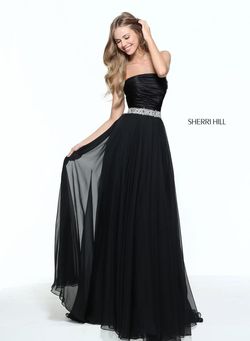 Style 51017 Sherri Hill Black Tie Size 0 Tall Height Ball gown on Queenly