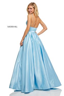 Style 52629 Sherri Hill Blue Size 6 Floor Length Ball gown on Queenly