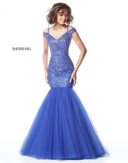 Style 51446 Sherri Hill Royal Blue Size 6 Tall Height Floor Length Pageant Mermaid Dress on Queenly
