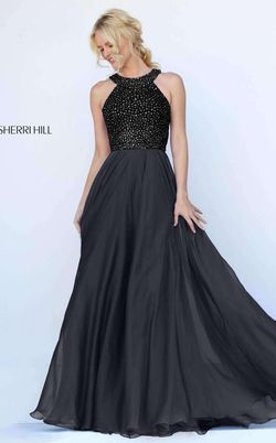 Style 50615 Sherri Hill Black Size 4 Floor Length Tall Height Ball gown on Queenly