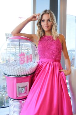 Style 53573 Sherri Hill Pink Size 14 Plus Size Black Tie Barbiecore Ball gown on Queenly