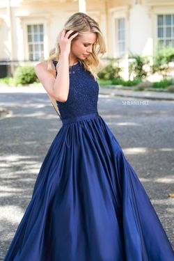 Style 53573 Sherri Hill Blue Size 18 Navy Tall Height Ball gown on Queenly