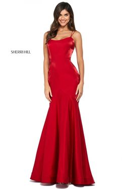 Style 53351 Sherri Hill Red Size 2 Black Tie Prom Mermaid Dress on Queenly