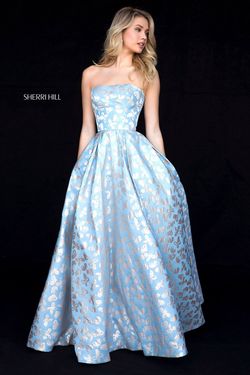 Style 51597 Sherri Hill Blue Size 2 Floor Length Ball gown on Queenly