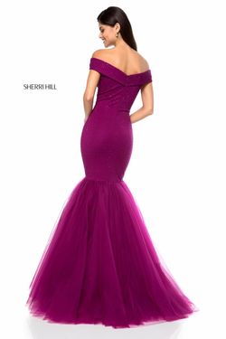 Style 51778 Sherri Hill Purple Size 12 Black Tie Tall Height Mermaid Dress on Queenly