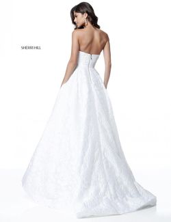 Style 51623 Sherri Hill White Size 14 Cotillion Ivory Tall Height Ball gown on Queenly