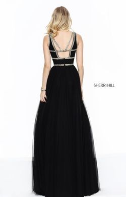 Style 50937 Sherri Hill Black Size 8 Pageant Floor Length A-line Dress on Queenly