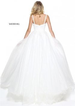 Style 50952 Sherri Hill White Size 14 Plus Size Floor Length Ball gown on Queenly