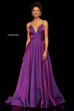 Style 52424 Sherri Hill Purple Size 4 Tall Height Black Tie A-line Dress on Queenly