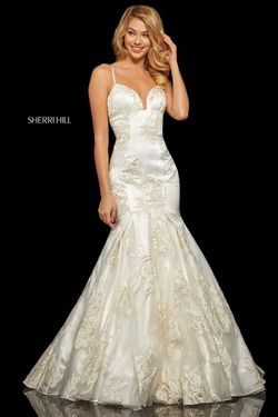 Style 52951 Sherri Hill White Size 0 Prom Floor Length Mermaid Dress on Queenly