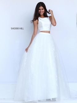 Style 50787 Sherri Hill White Size 0 Cotillion Ball gown on Queenly
