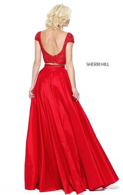 Style 50802 Sherri Hill Red Size 14 Plus Size Black Tie A-line Dress on Queenly
