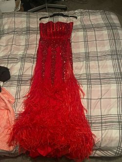 Jovani Red Size 4 Quinceanera Floor Length Mermaid Dress on Queenly