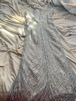 Silver Size 4 Straight Dress on Queenly