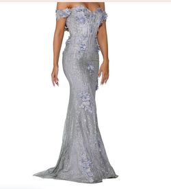 Style PS6015 Portia and Scarlett Purple Size 4 Strapless Sweetheart Overskirt Sequin Mermaid Dress on Queenly
