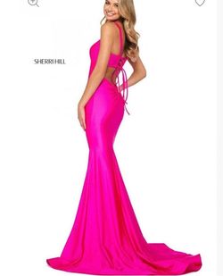 Sherri Hill Pink Size 0 Black Tie Mermaid Dress on Queenly