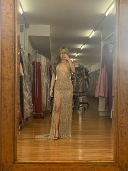 Sherri Hill Gold Size 2 Homecoming Side slit Dress on Queenly
