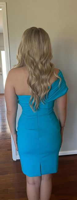 Ashley Lauren Blue Size 8 Custom Midi Cocktail Dress on Queenly