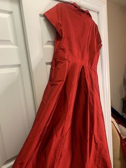 Adrianna Papell Red Size 18 Shiny Cap Sleeve A-line Dress on Queenly