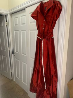 Adrianna Papell Red Size 18 Shiny Cap Sleeve A-line Dress on Queenly