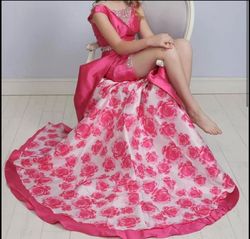 Pop Pageantry Pink Size 0 Floor Length Black Tie Train Dress on Queenly