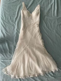 Style VW351283 Vera Wang White Lace Floor Length Girls Size Mermaid Dress on Queenly