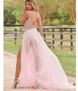 Rachel Allan Pink Size 6 Overskirt Beaded Top Prom Jewelled Jumpsuit Dress on Queenly