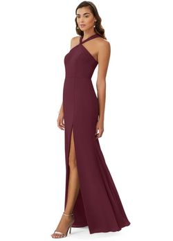 Azazie Purple Size 2 Tulle Bridesmaid Floor Length Side slit Dress on Queenly