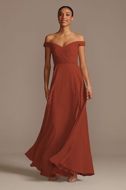 David's bridal Orange Size 2 Floor Length Ball gown on Queenly