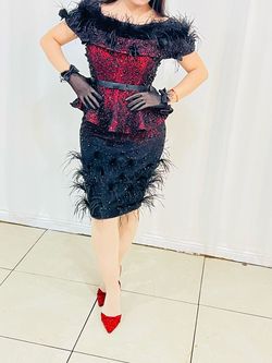 Ashley Lauren Black Size 16 Gala Midi Cocktail Dress on Queenly