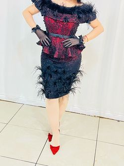Ashley Lauren Black Size 16 Gala Midi Cocktail Dress on Queenly
