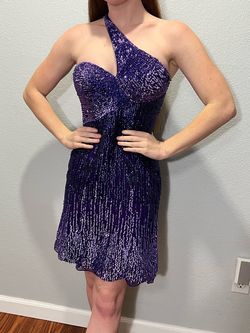 Sherri Hill Purple Size 2 Midi Pageant Cocktail Dress on Queenly