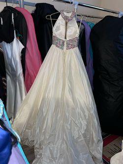 Sherri Hill White Size 2 Embroidery Pageant Sheer Sequin Ball gown on Queenly
