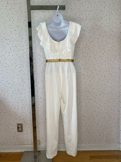 Laine Berry Custom White Size 6 Custom Pageant Bachelorette Jumpsuit Dress on Queenly