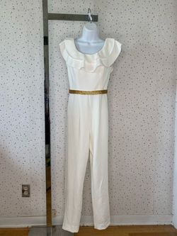 Laine Berry Custom White Size 6 Custom Pageant Bachelorette Jumpsuit Dress on Queenly