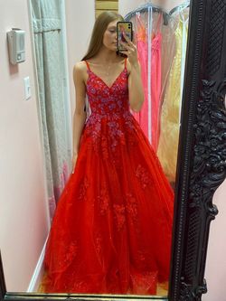 Amarra Red Size 0 Floor Length Ball gown on Queenly