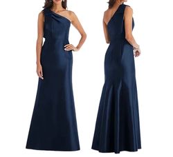 Alfred Sung Blue Size 16 Wedding Guest Floor Length Party A-line Dress on Queenly