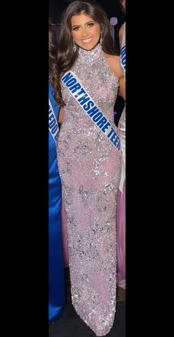 Sherri Hill Pink Size 2 Halter Overskirt Prom High Neck Train Dress on Queenly