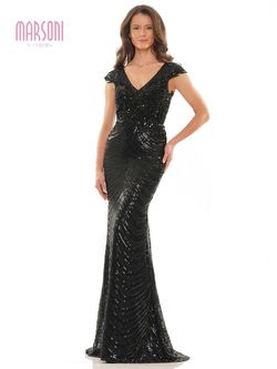 Style Cruz Colors Black Size 10 Floor Length V Neck Sequin Military Straight Dress on Queenly