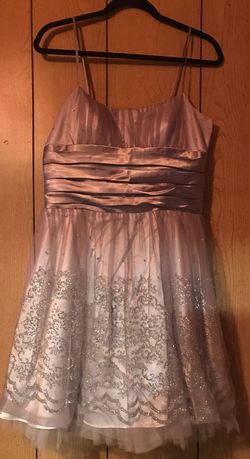Morgan and Co Silver Size 14 Prom Short Height Plus Size 50 Off Cocktail Dress on Queenly