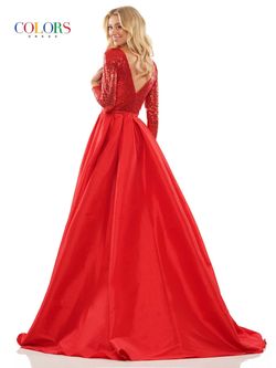 Style Rylee Colors Red Size 12 Silk Floor Length Long Sleeve A-line Dress on Queenly