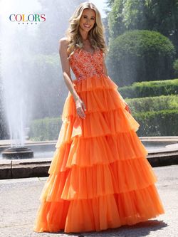 Style Jubilee Colors Orange Size 0 Shiny Ball Gown A-line Dress on Queenly